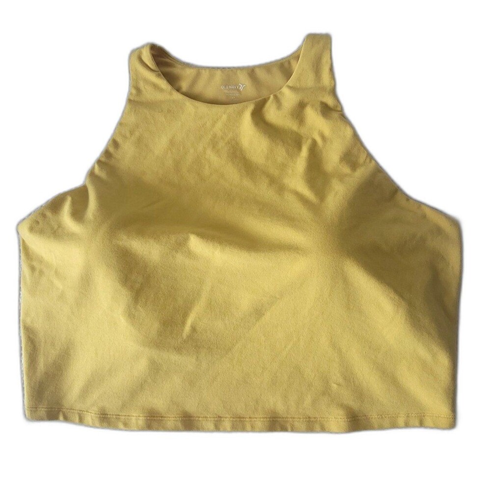 Old Navy Yellow High-Neck Sports Bra Crop Top